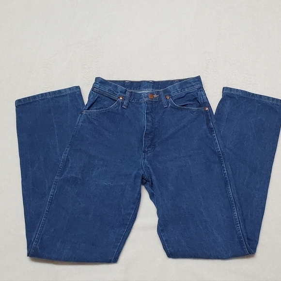 Vintage Wrangler W Pocket High Rise Mid Wash Stone Wash Straight Leg Jeans - Picture 4 of 11